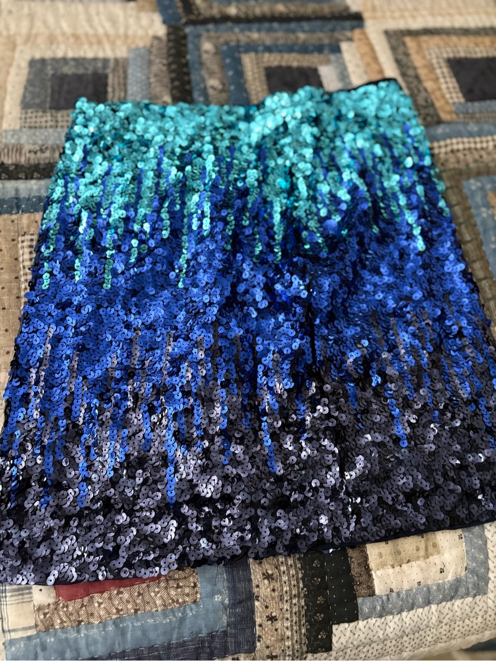 Sequin Ombre Mini Skirt - Blue & Teal